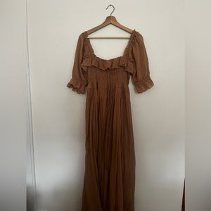 Doên Sol Swiss Dot Maxi dress, Tan/Blush, Medium